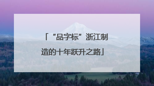 “品字标”浙江制造的十年跃升之路