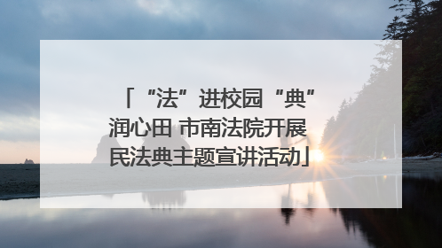 “法”进校园“典”润心田 市南法院开展民法典主题宣讲活动