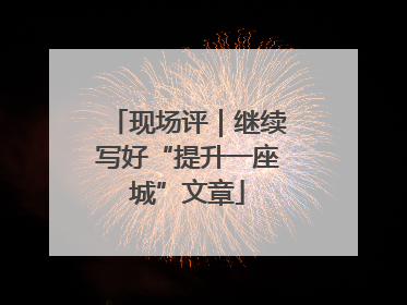 现场评｜继续写好“提升一座城”文章