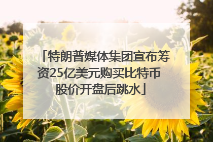 特朗普媒体集团宣布筹资25亿美元购买比特币 股价开盘后跳水