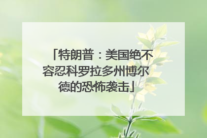 特朗普：美国绝不容忍科罗拉多州博尔德的恐怖袭击