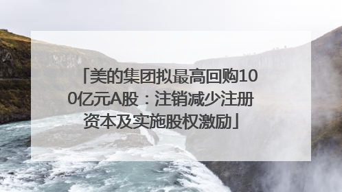 美的集团拟最高回购100亿元A股：注销减少注册资本及实施股权激励