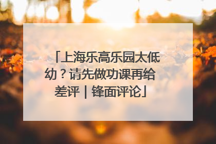 上海乐高乐园太低幼？请先做功课再给差评｜锋面评论
