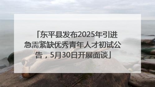 东平县发布2025年引进急需紧缺优秀青年人才初试公告，5月30日开展面谈