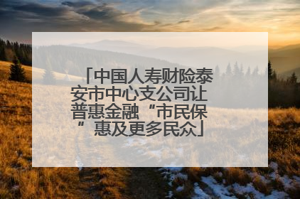中国人寿财险泰安市中心支公司让普惠金融“市民保”惠及更多民众