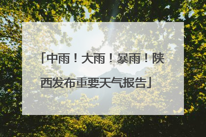 中雨！大雨！暴雨！陕西发布重要天气报告