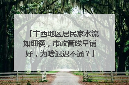 丰西地区居民家水流如细筷，市政管线早铺好，为啥迟迟不通？