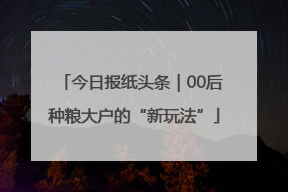 今日报纸头条｜00后种粮大户的“新玩法”