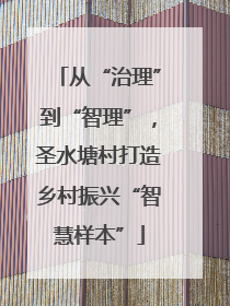 从“治理”到“智理”，圣水塘村打造乡村振兴“智慧样本”