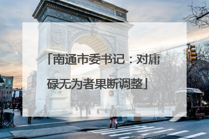 南通市委书记：对庸碌无为者果断调整