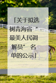关于拟选树青海省“最美人民调解员” 名单的公示
