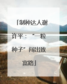 制种达人谢许平：“一粒种子”闯出致富路