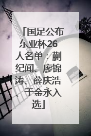 国足公布东亚杯26人名单：蒯纪闻、廖锦涛、薛庆浩、于金永入选