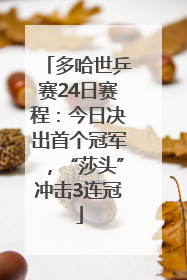 多哈世乒赛24日赛程：今日决出首个冠军，“莎头”冲击3连冠