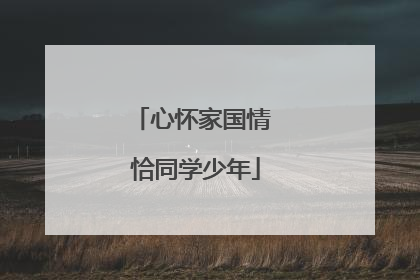 心怀家国情 恰同学少年