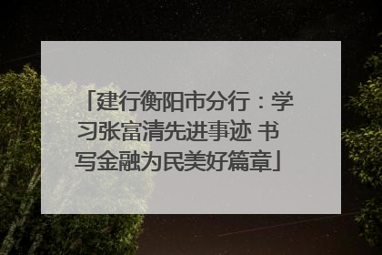 建行衡阳市分行：学习张富清先进事迹 书写金融为民美好篇章
