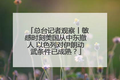 总台记者观察丨敏感时刻美国从中东撤人 以色列对伊朗动武条件已成熟？