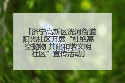 济宁高新区洸河街道阳光社区开展“杜绝高空抛物 共建和谐文明社区”宣传活动