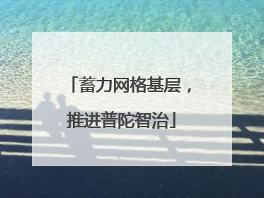 蓄力网格基层，推进普陀智治