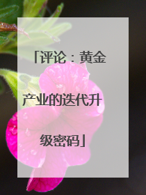 评论：黄金产业的迭代升级密码