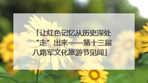 让红色记忆从历史深处“走”出来——第十三届八路军文化旅游节见闻