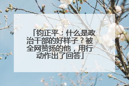 钧正平：什么是政治干部的好样子？被全网赞扬的他，用行动作出了回答