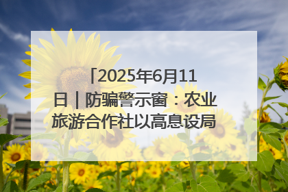 2025年6月11日|防骗警示窗:农业旅游合作社以高息设局,集资380万